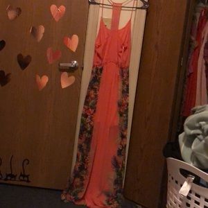 Orange floral dress
